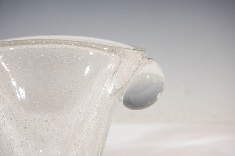 Mid-Century Modern Rare Daum Glass Vase with Controlled Bubbles