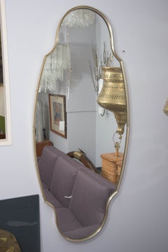 Pair of Midcentury Ogee Framed Brass Wall Mirrors