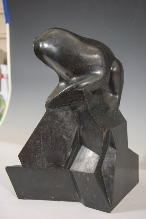 20th Century Roberto Estevez Sculptural Baboon in Bronze