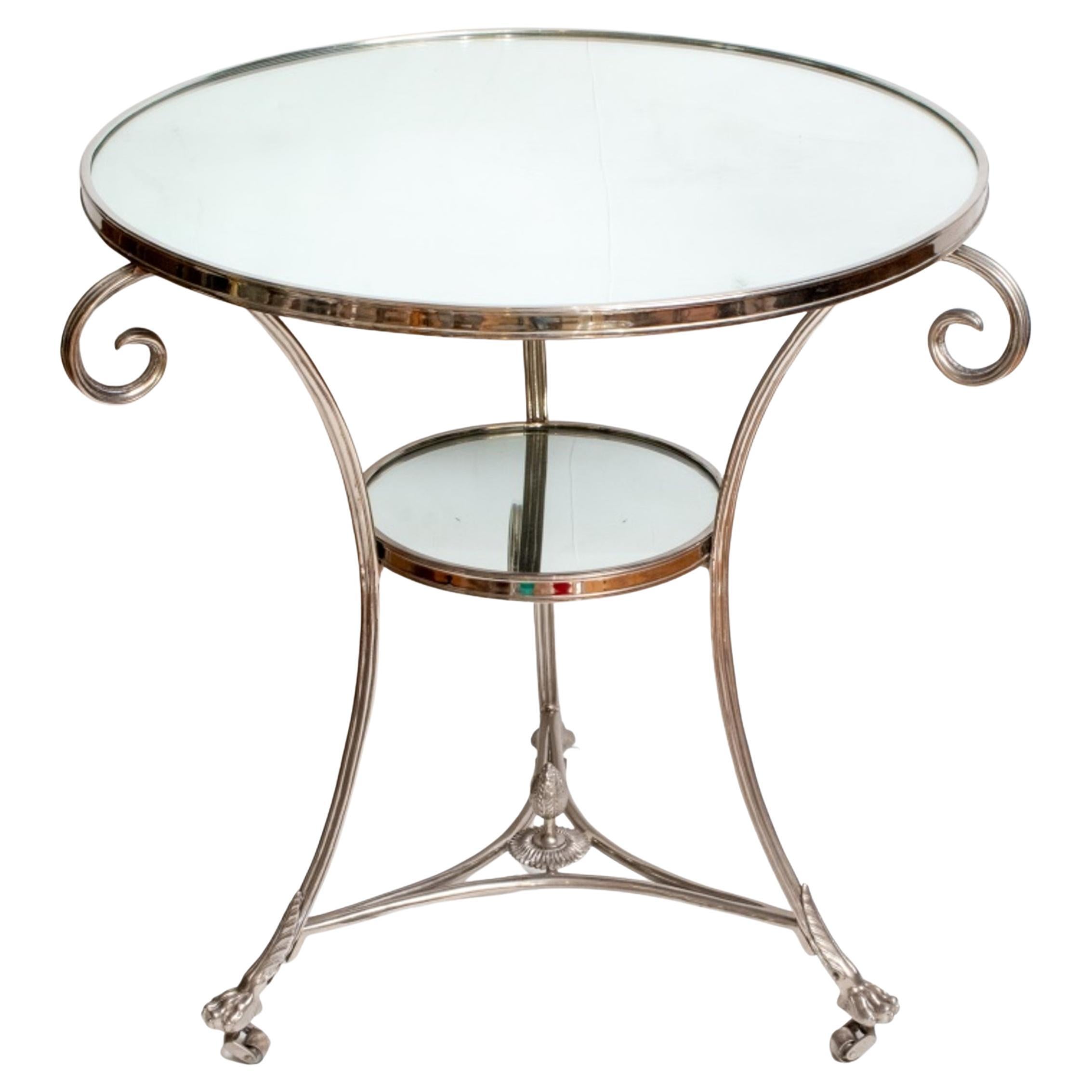 Modern Neoclassical Style Glass Top Table For Sale