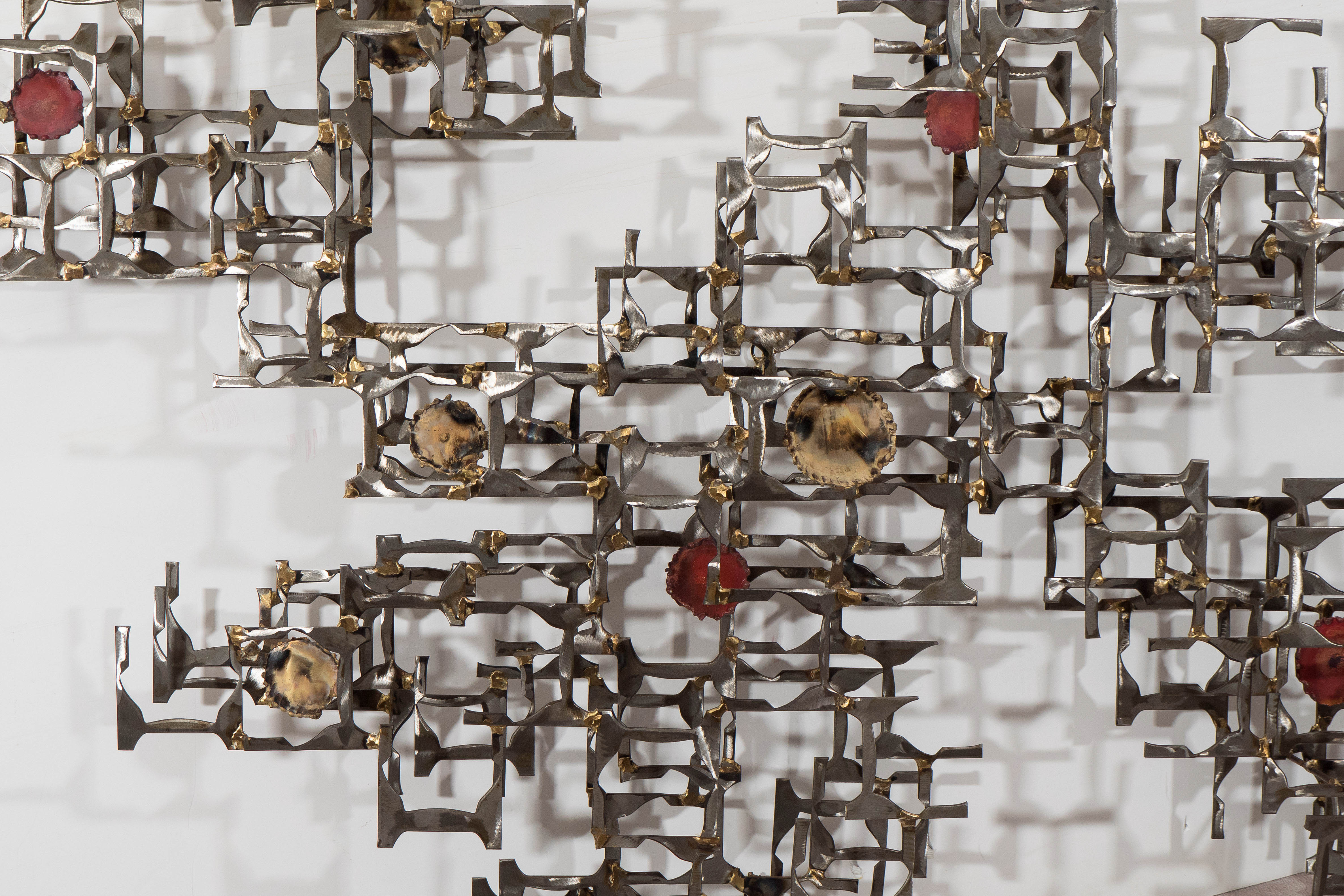 Midcentury Brutalist Mixed Metal Wall Sculpture In Good Condition In New York, NY