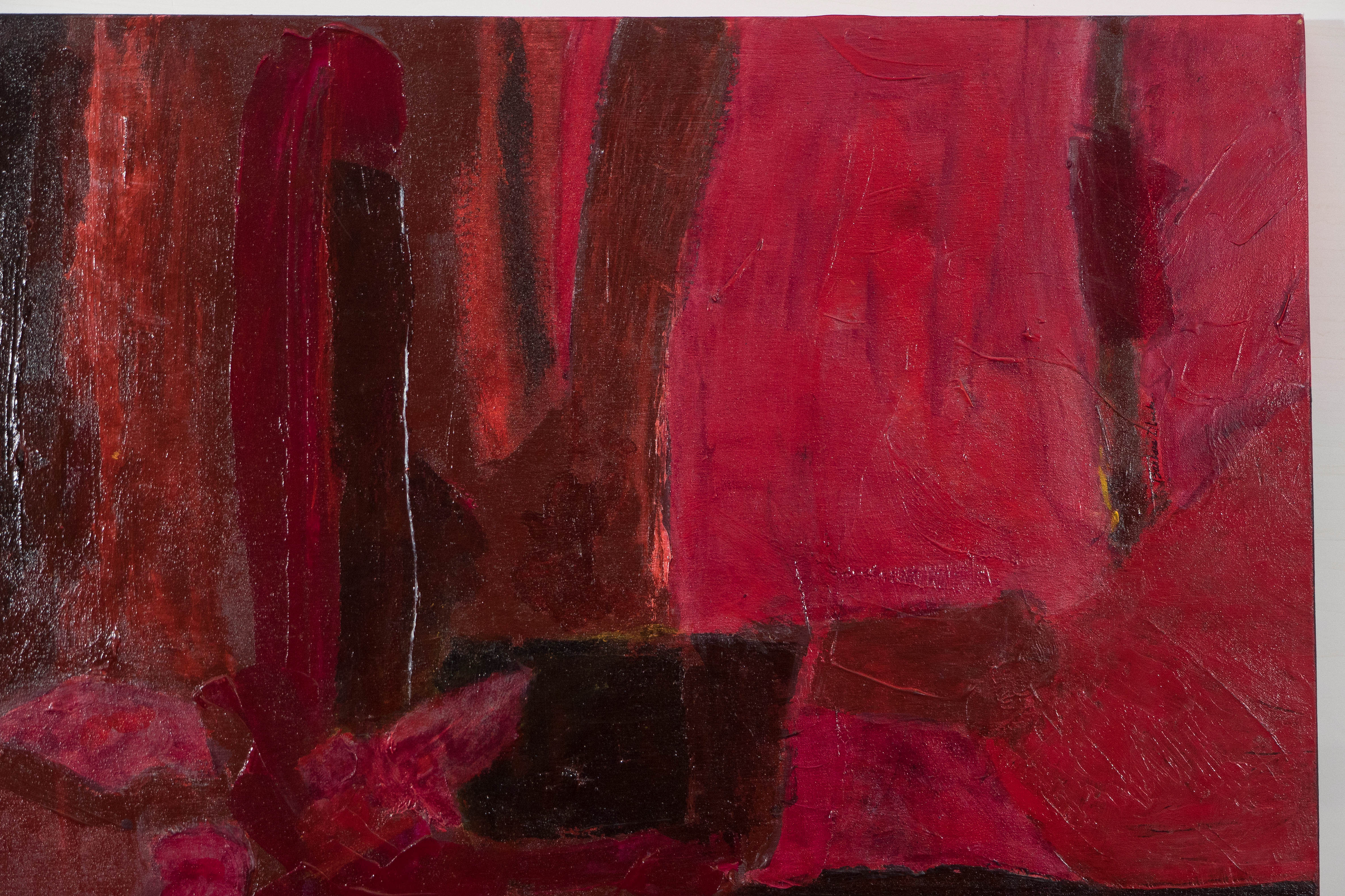 Abstract Expressionist Painting in Tones of Red In Good Condition In New York, NY
