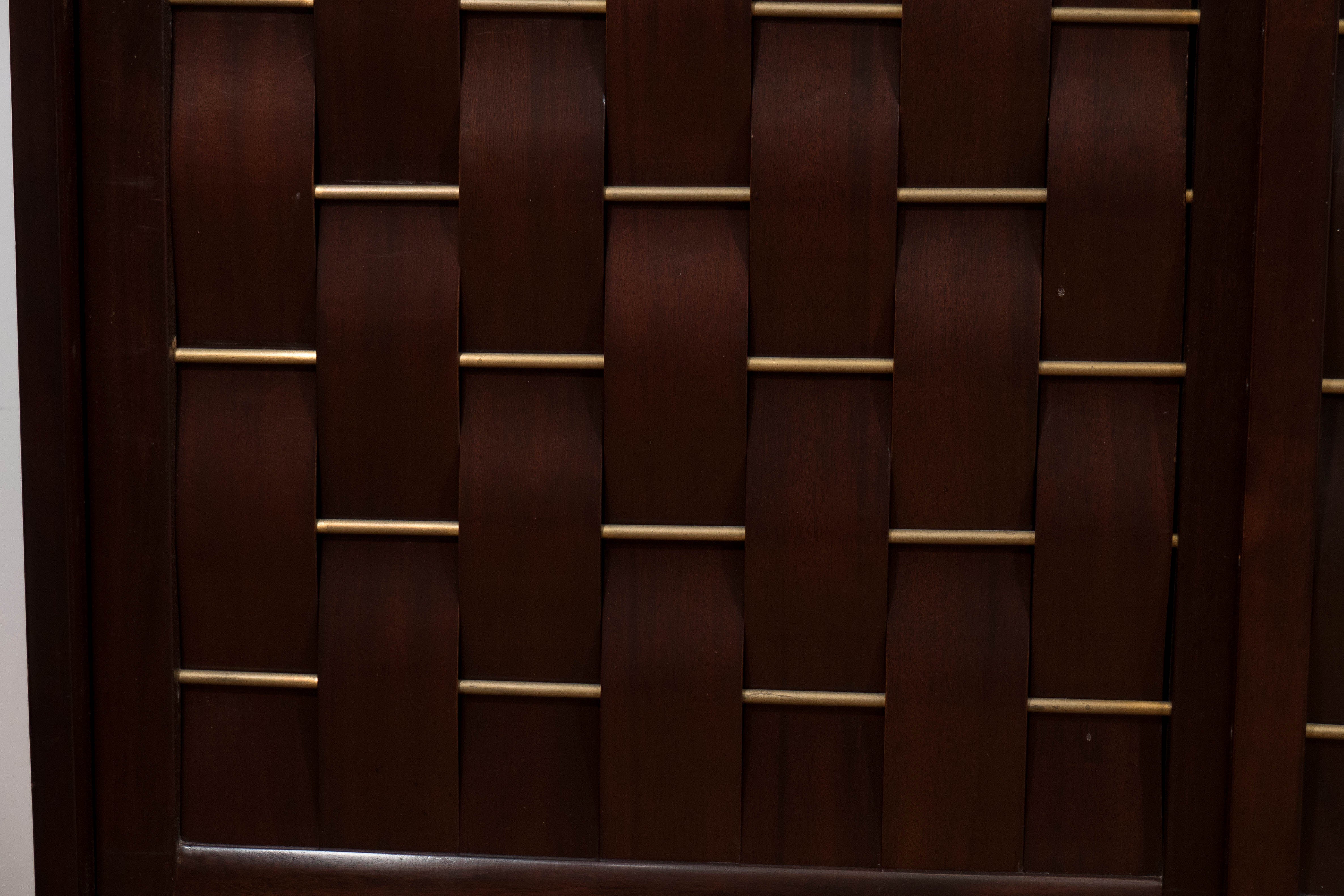 Mid-Century Modern Edward Wormley Basket Weave Front Mahogany Credenza for Dunbar Furniture