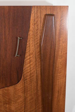 Midcentury Modern Two Tone Wood Bar and Liquor Cabinet