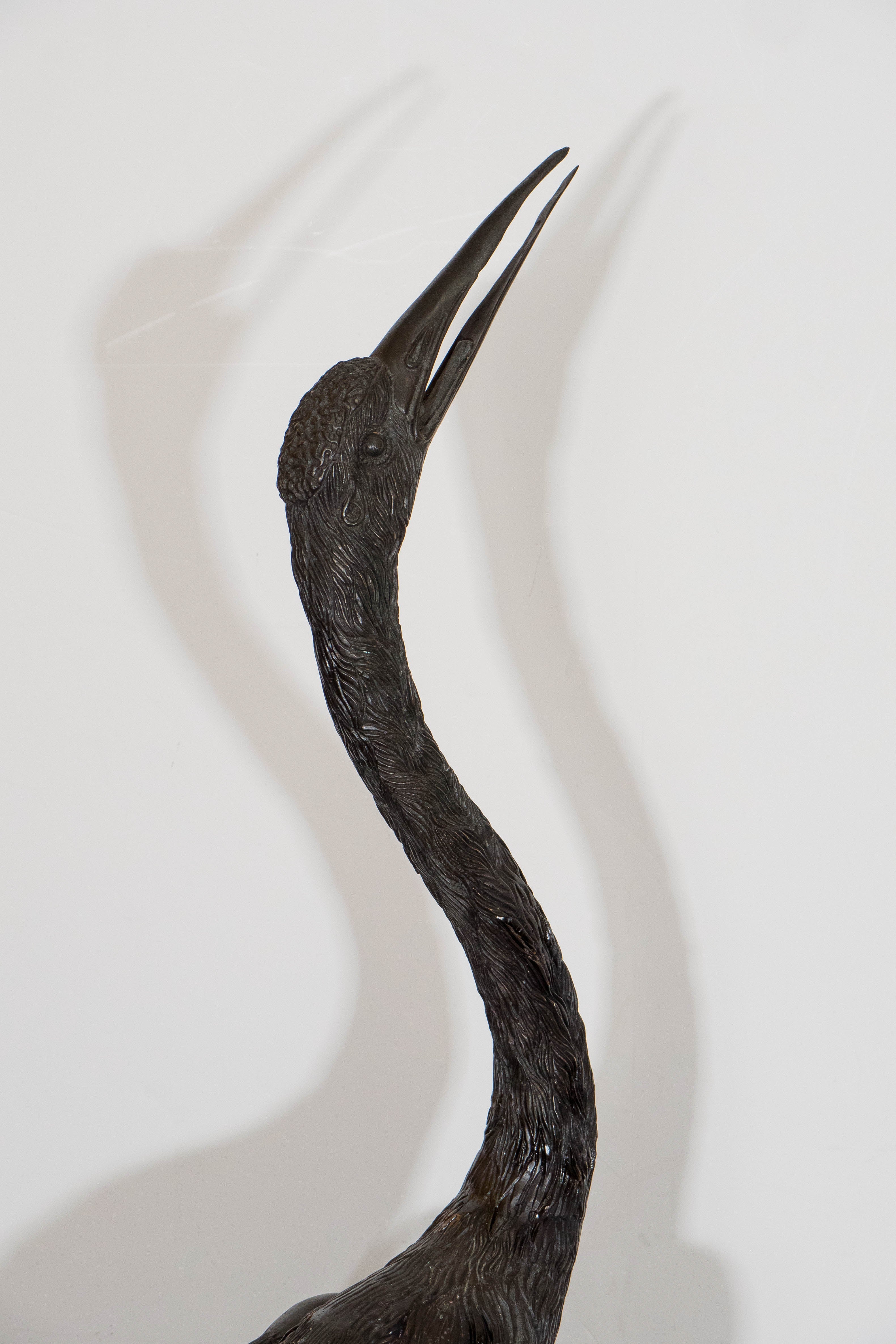 Pair of Patinated Bronze Cranes on Turtles 1