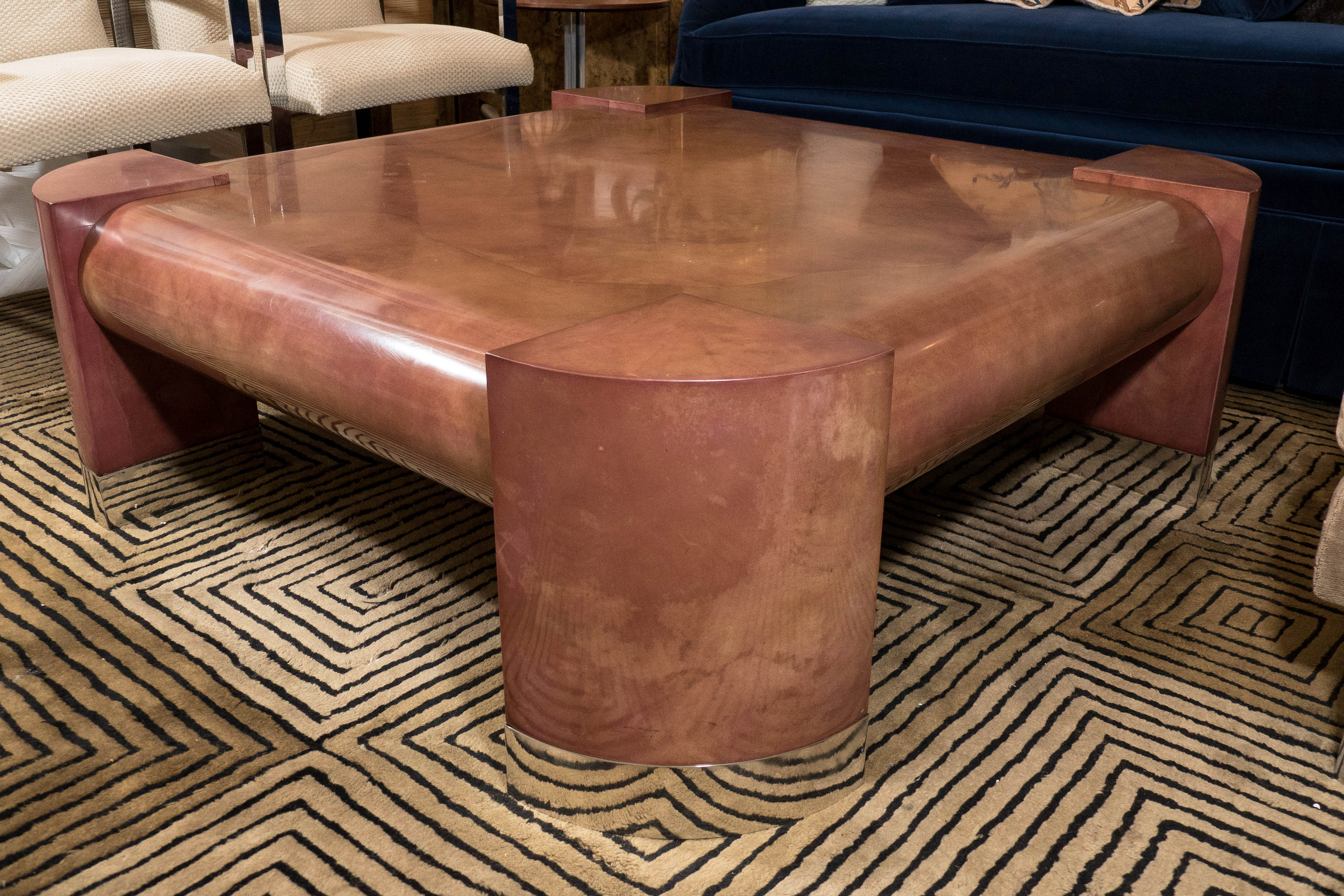 Lorin Marsh Goatskin Coffee Table in the Style of Karl Springer In Good Condition In New York, NY