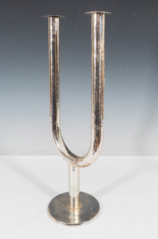 Pair of Hagenauer Silver Plate Candelabra In Good Condition In New York, NY