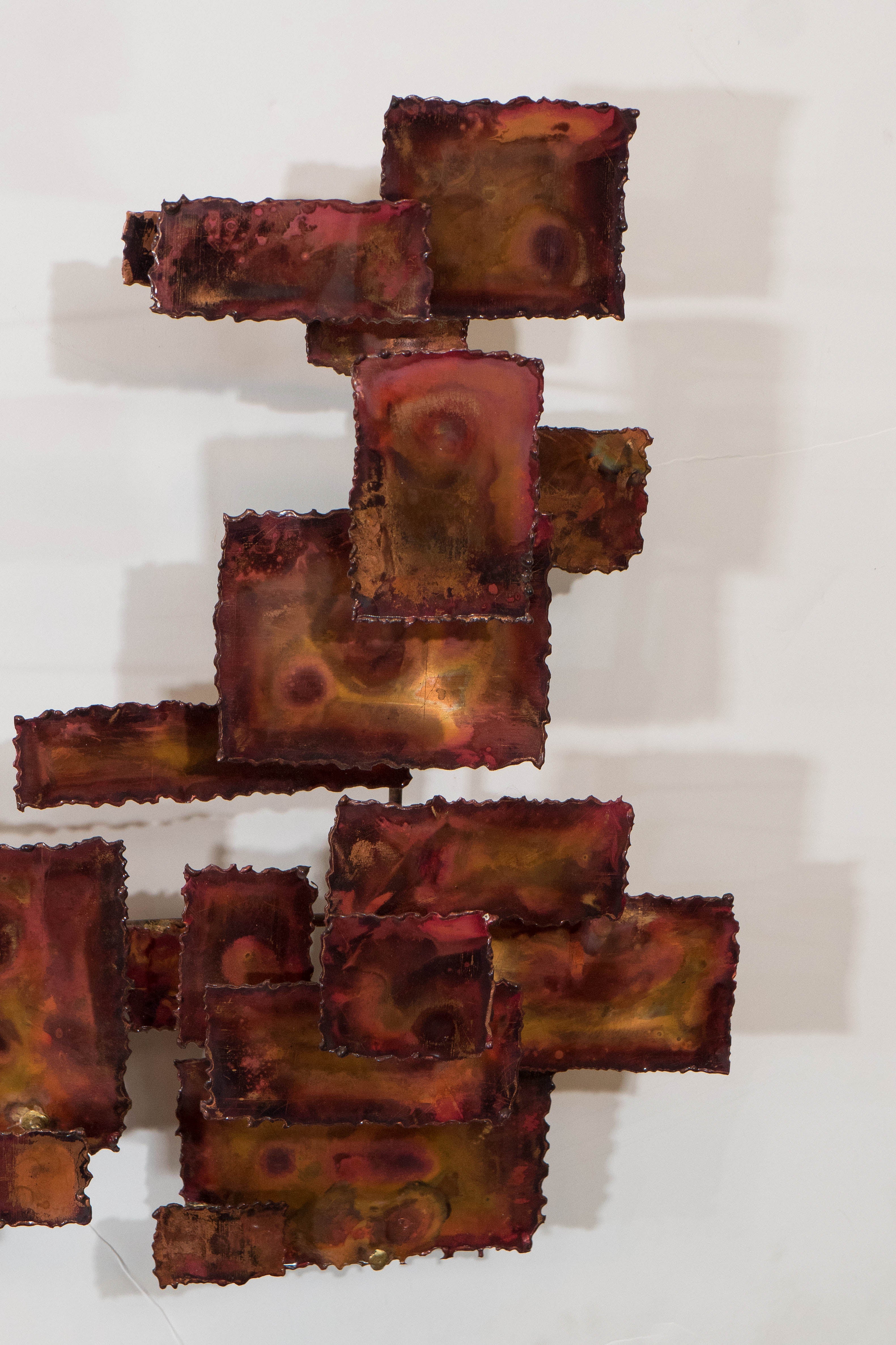 A Curtis Jere Style Abstract Brutalist Copper Wall Sculpture For Sale 1
