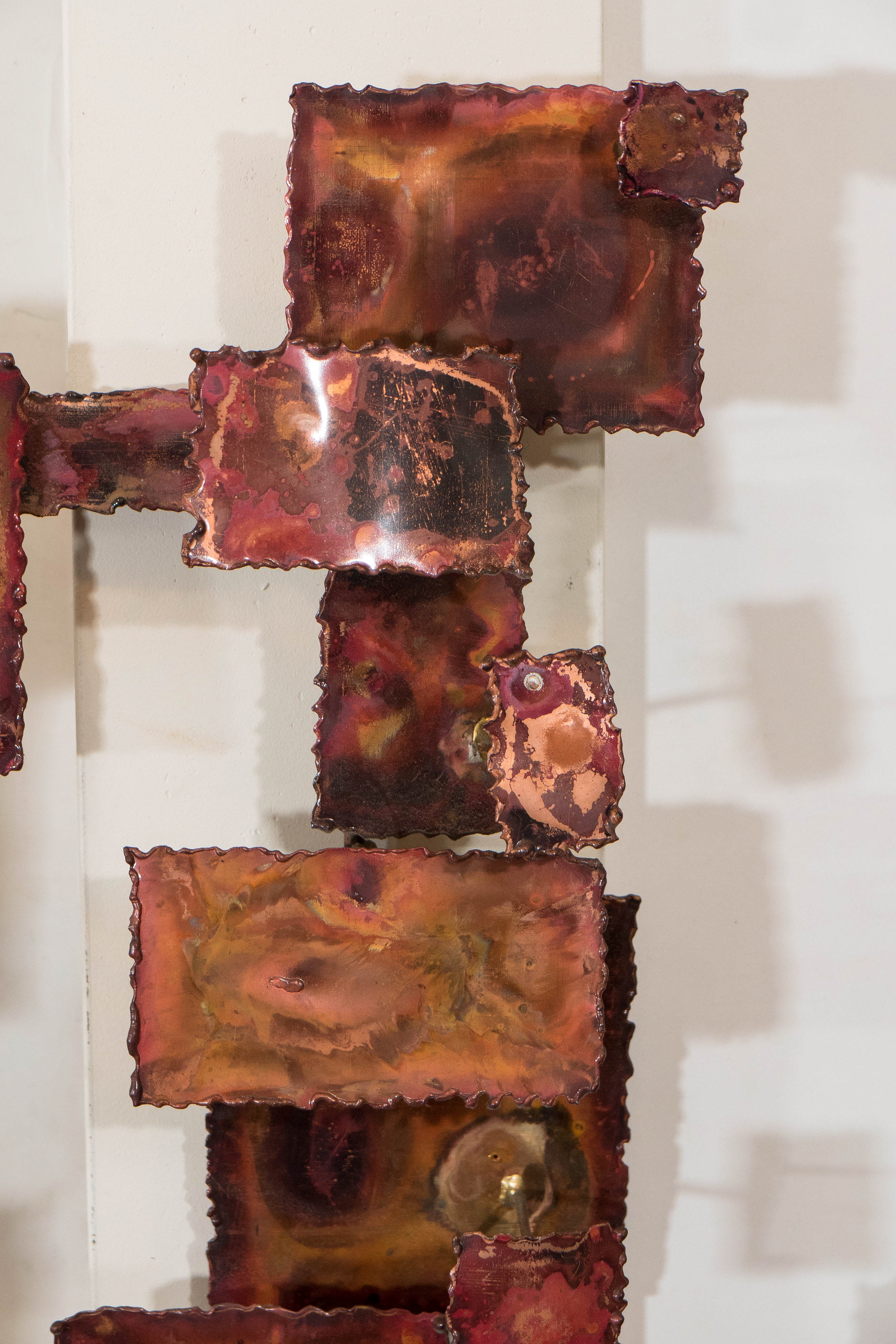 A Curtis Jere Style Abstract Brutalist Copper Wall Sculpture For Sale 2