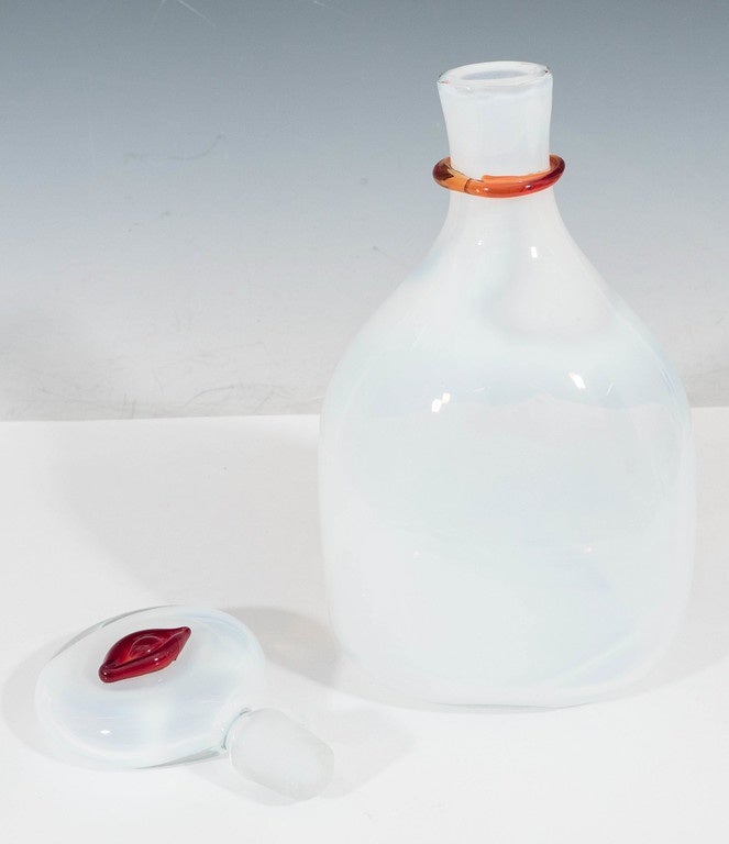 American Rare Blenko Opalescent Glass Decanter from the 'Rialto' Series by Wayne Husted