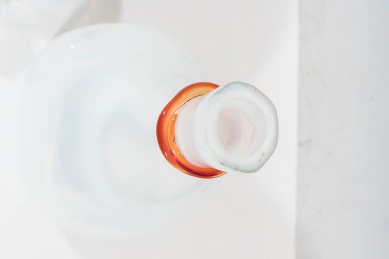 Rare Blenko Opalescent Glass Decanter from the 'Rialto' Series by Wayne Husted In Good Condition In Astoria, NY
