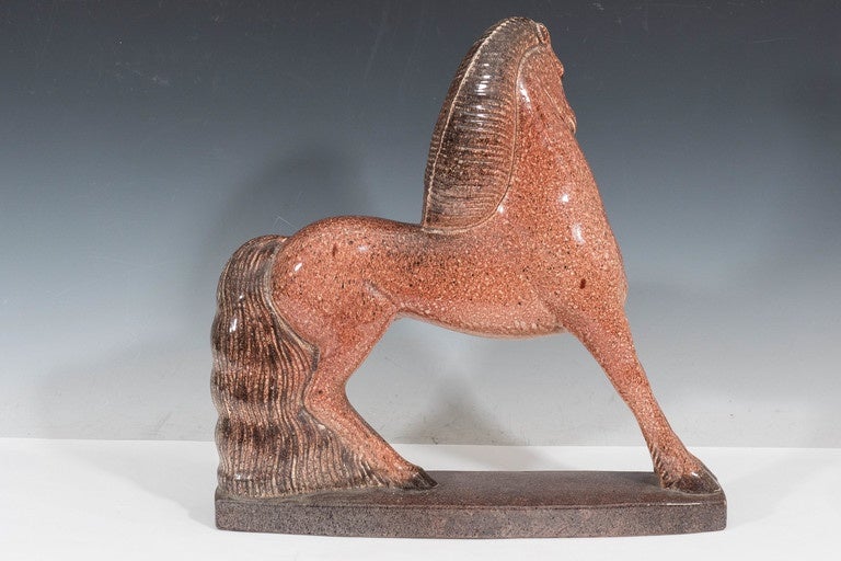 Etling Paris Art Deco Ceramic Horse by Alexandre Kelety and Marcel Guillard 1