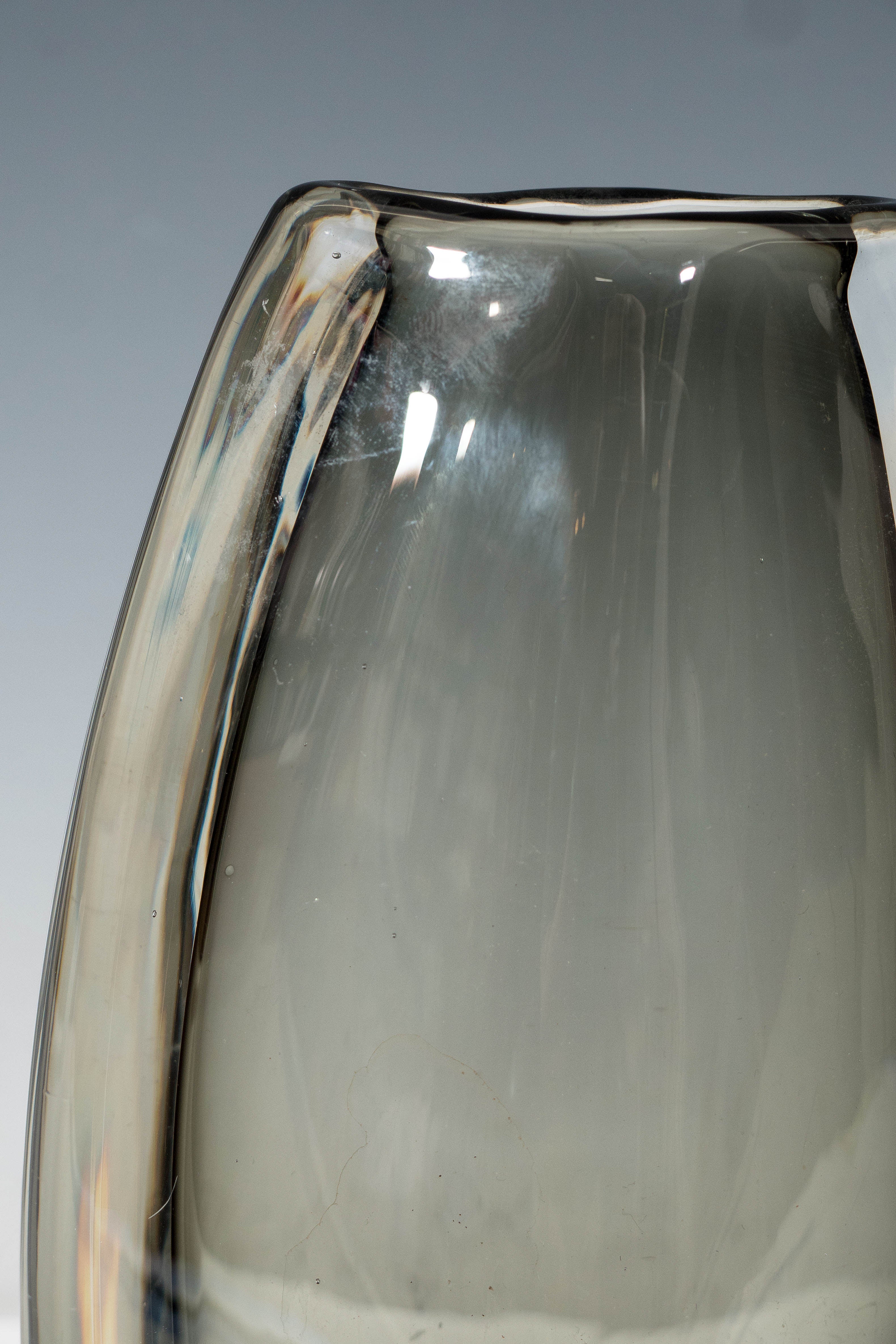 Swedish Nils Landberg 'Sommerso' Smoked Charcoal Cased Vase for Orrefors For Sale