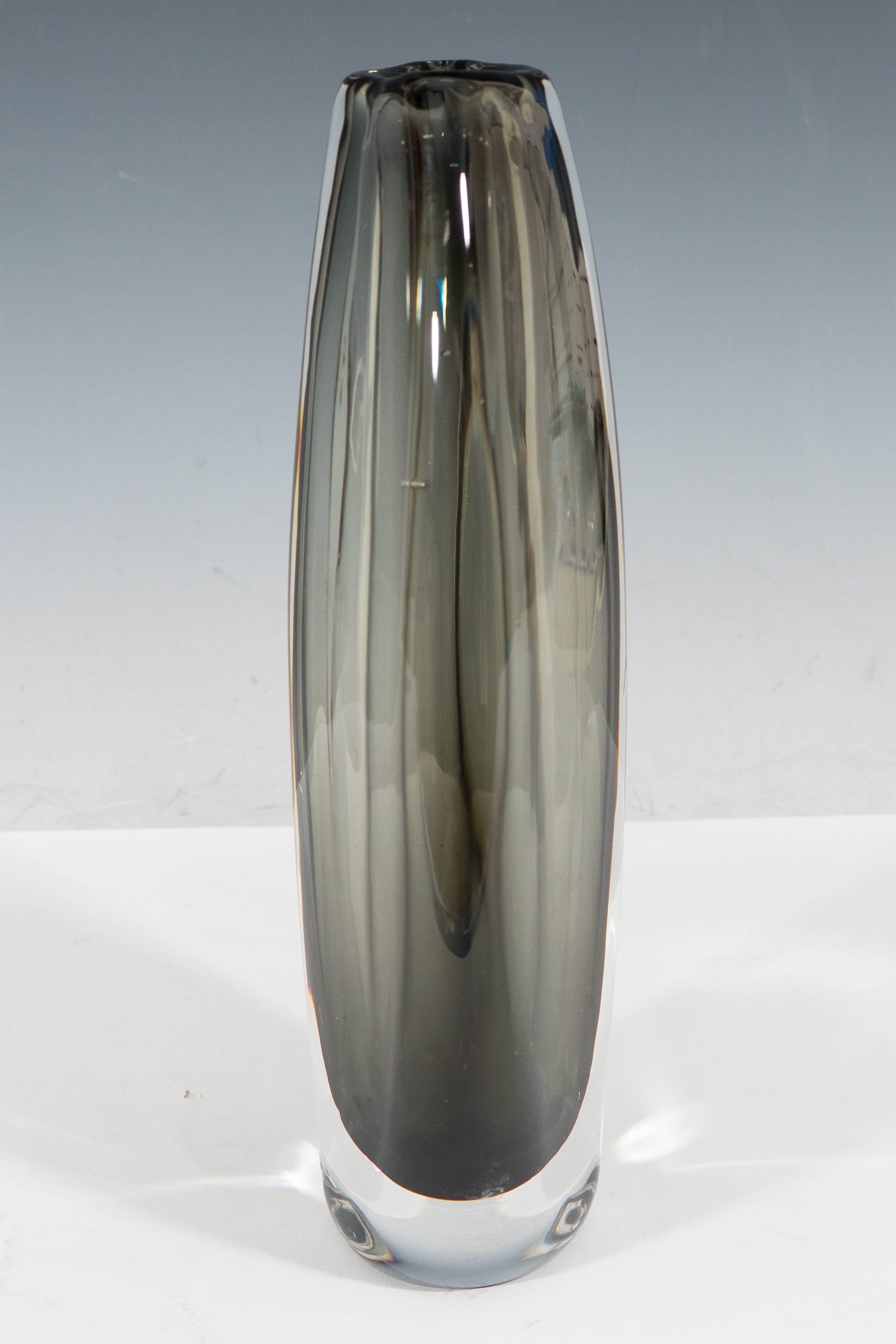 20th Century Nils Landberg 'Sommerso' Smoked Charcoal Cased Vase for Orrefors For Sale