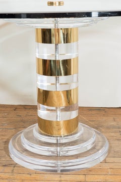 Lion in Frost Lucite and Brass Dining Table