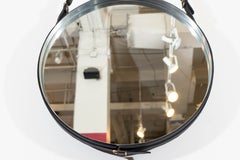 Round Adnet Wall Mirror with Black Leather Strap