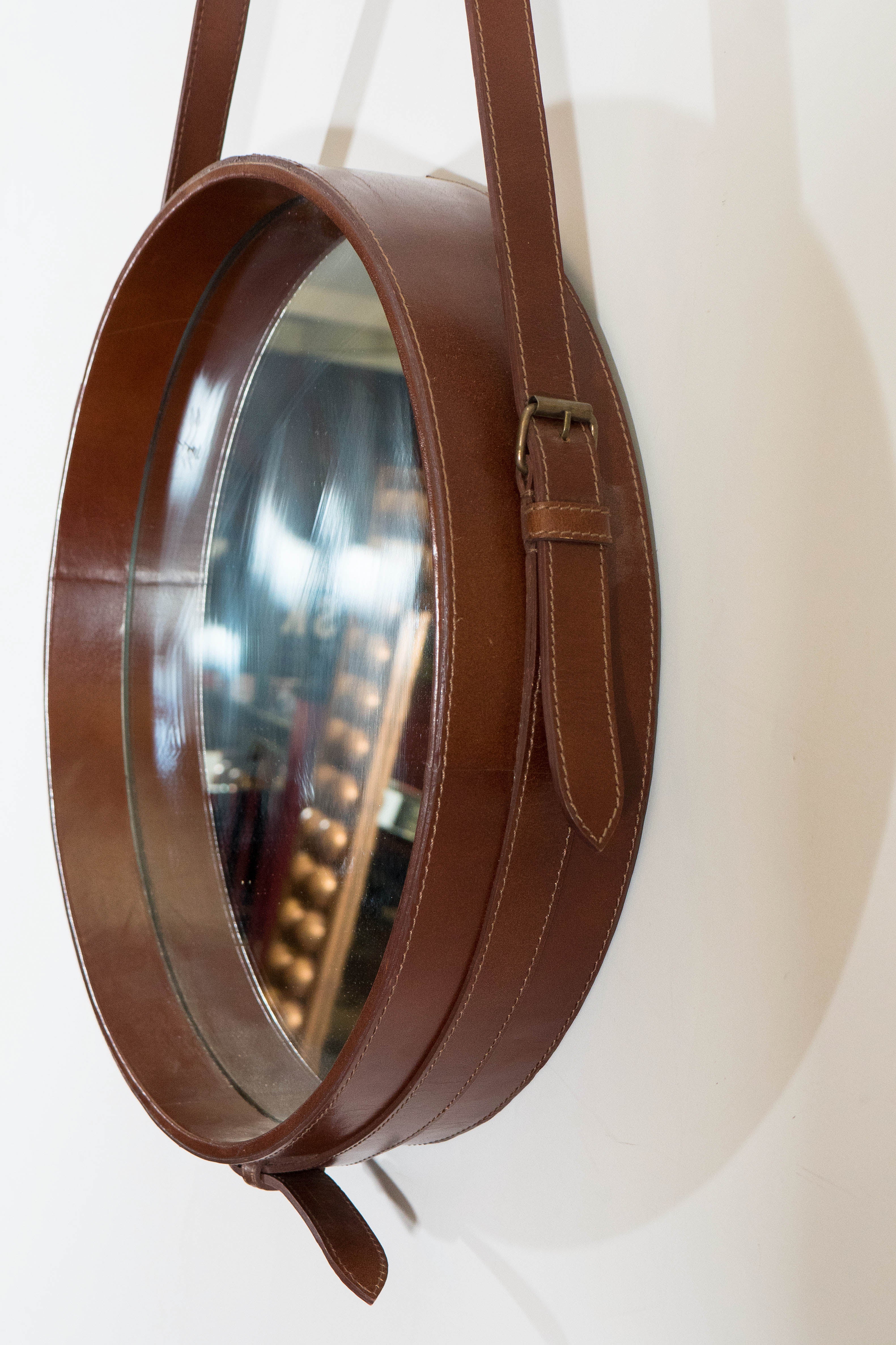 faux leather framed mirrors