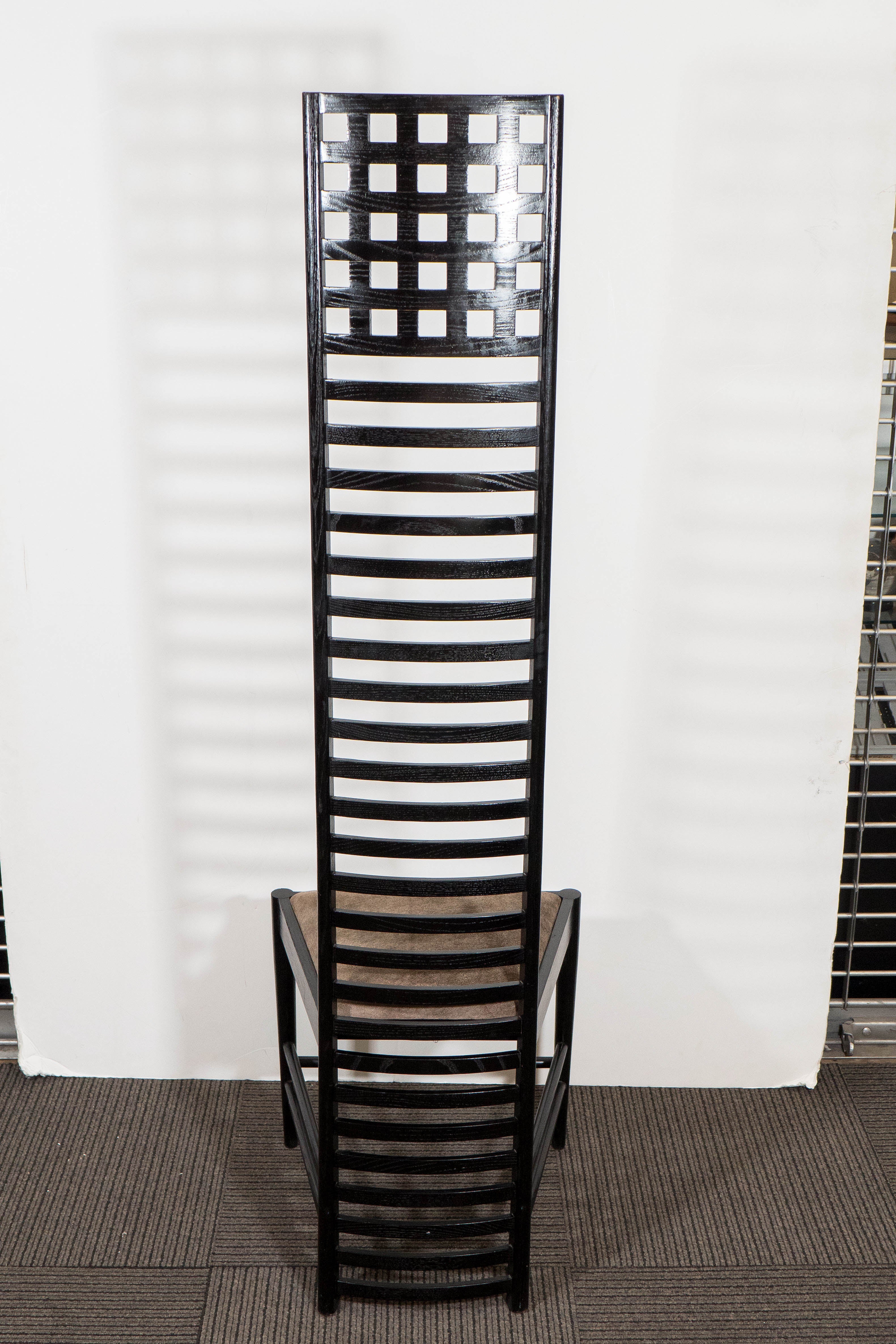 20th Century Pair of Mackintosh 'Hill House' Ladder Back Chairs with Suede Seats