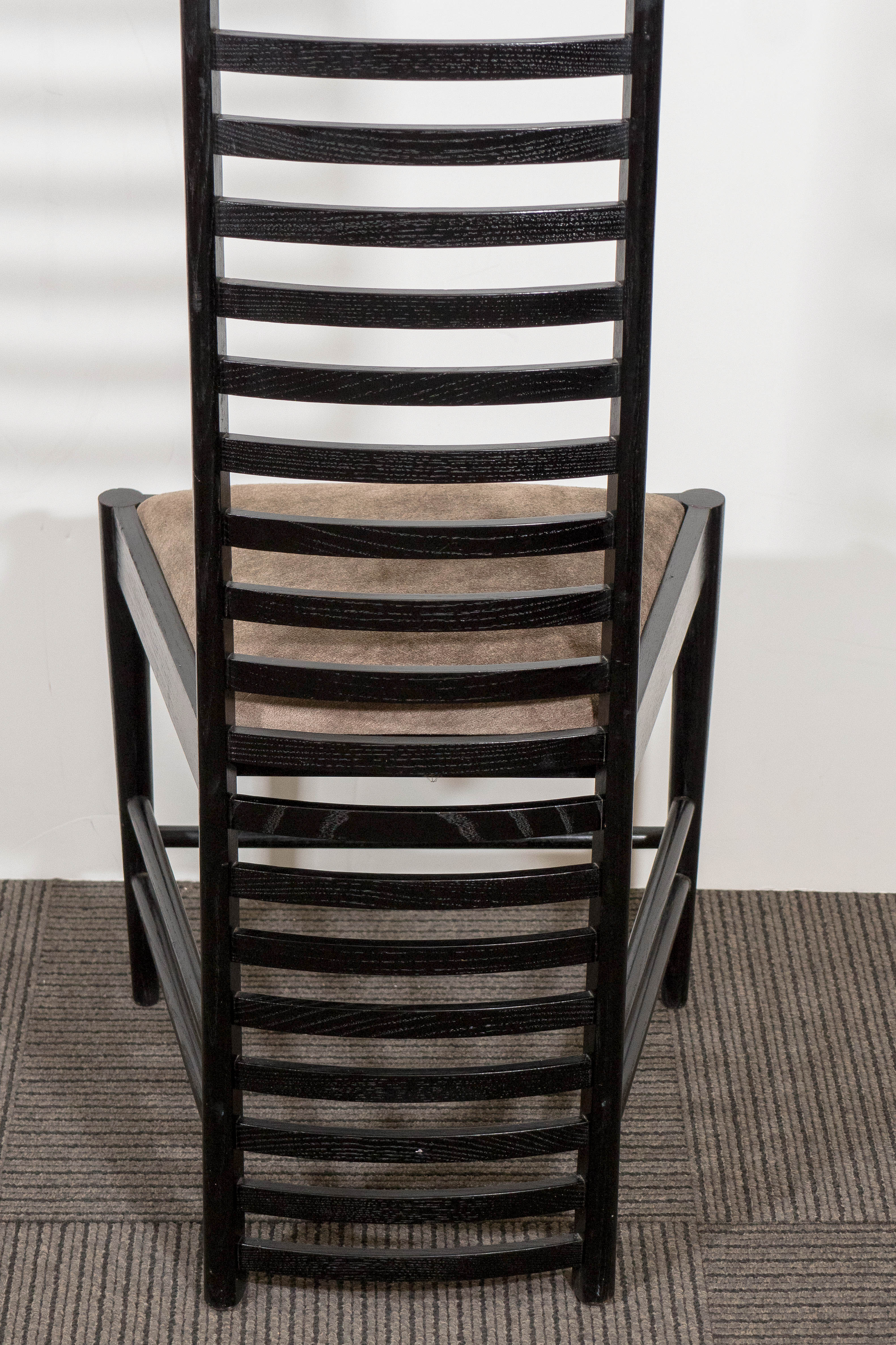 Pair of Mackintosh 'Hill House' Ladder Back Chairs with Suede Seats 1