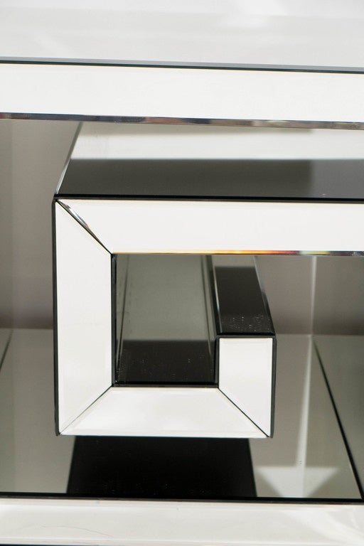 Pair of CustomMade Mirrored Greek Key Side Tables at 1stDibs greek