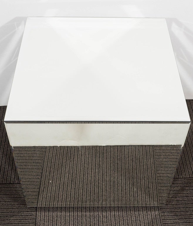 Pair of CustomMade Mirrored Greek Key Side Tables at 1stDibs greek