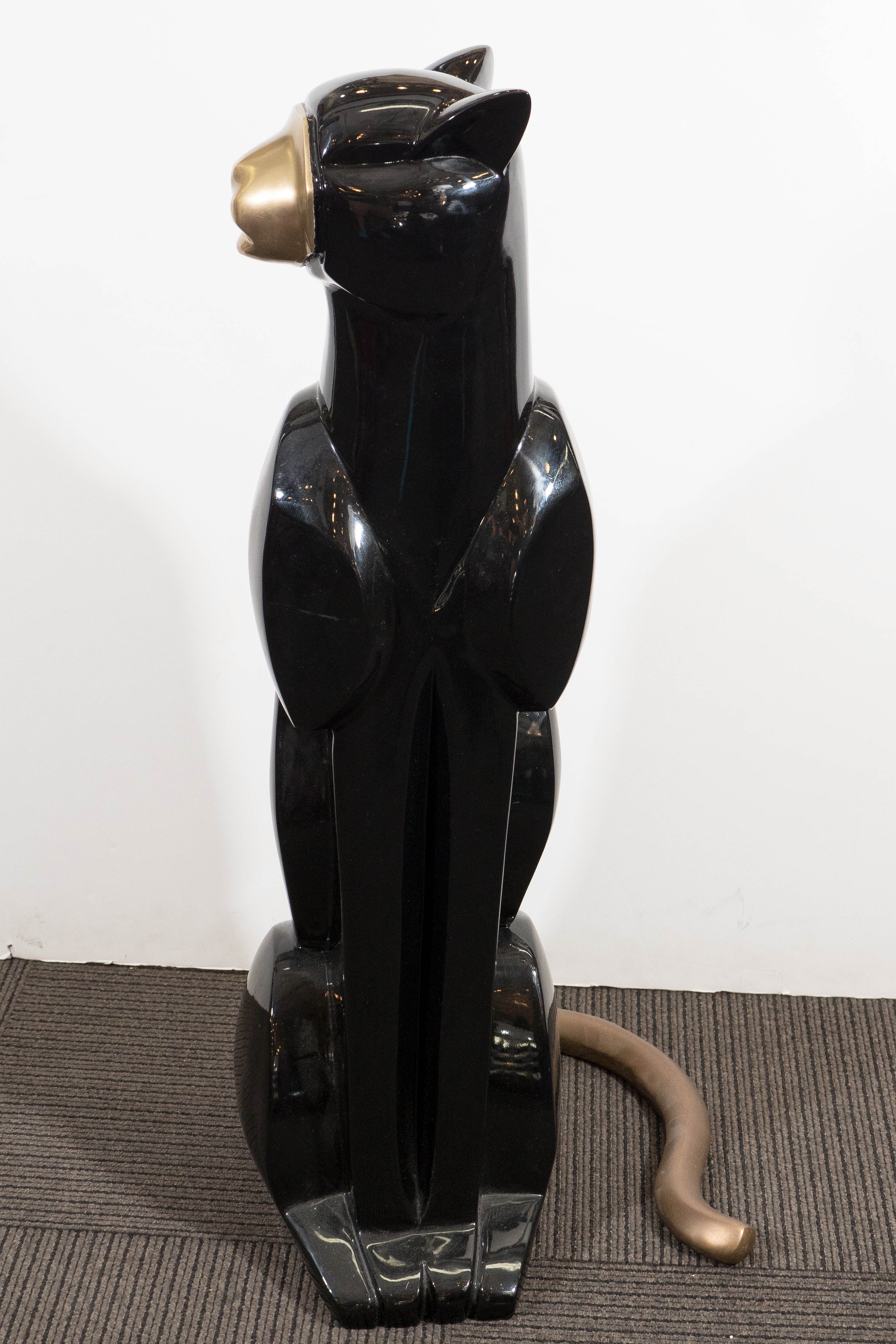 20th Century Pair of Sculptural Black Egyptian Cats