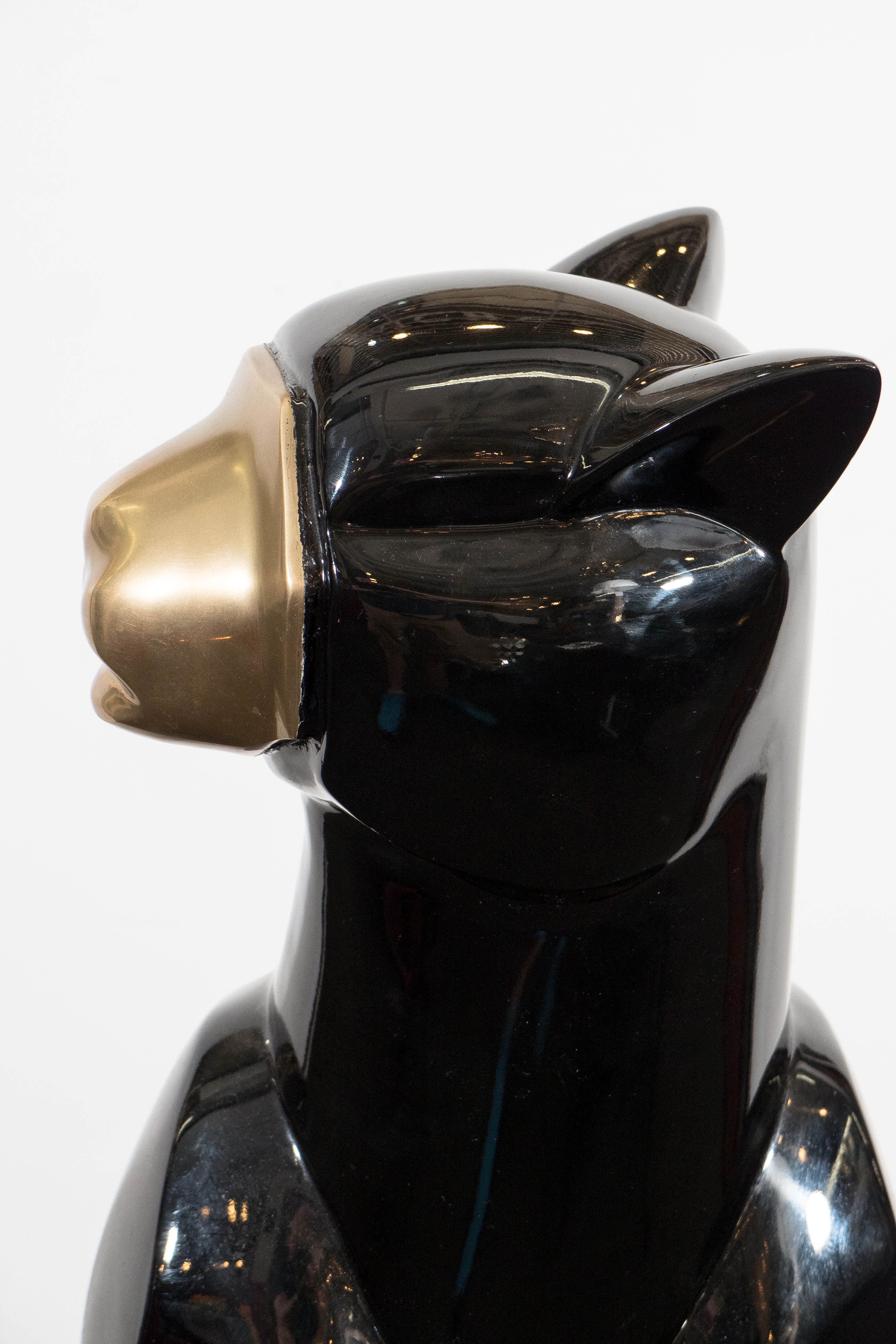 Pair of Sculptural Black Egyptian Cats 1
