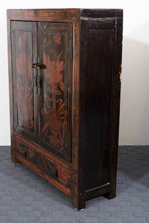 Wood Pair of Chinese 18th Century Lacquer Cabinets