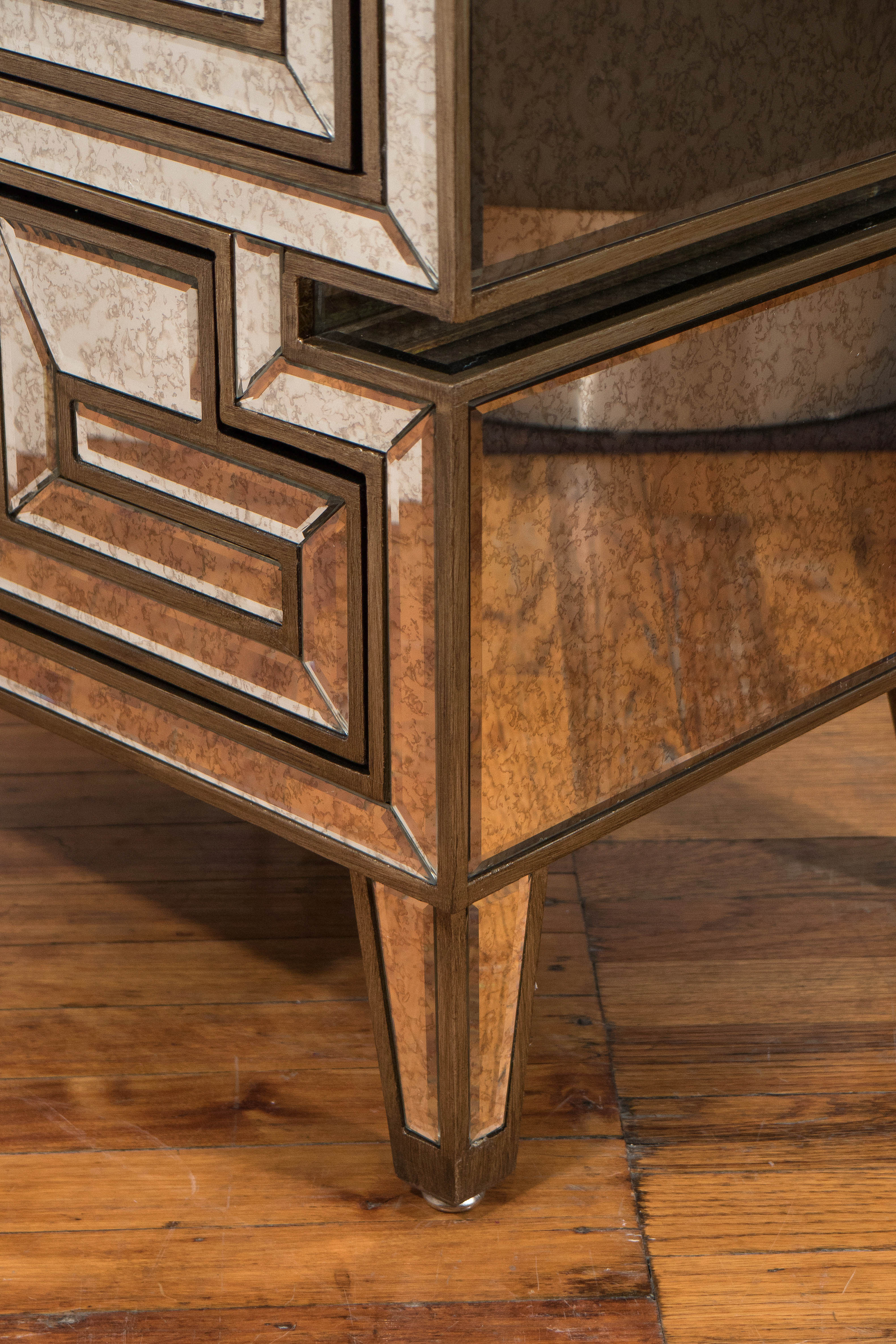 Pair of Asian Inspired Custom-Made Eglomise Side Tables and Night Stands 1