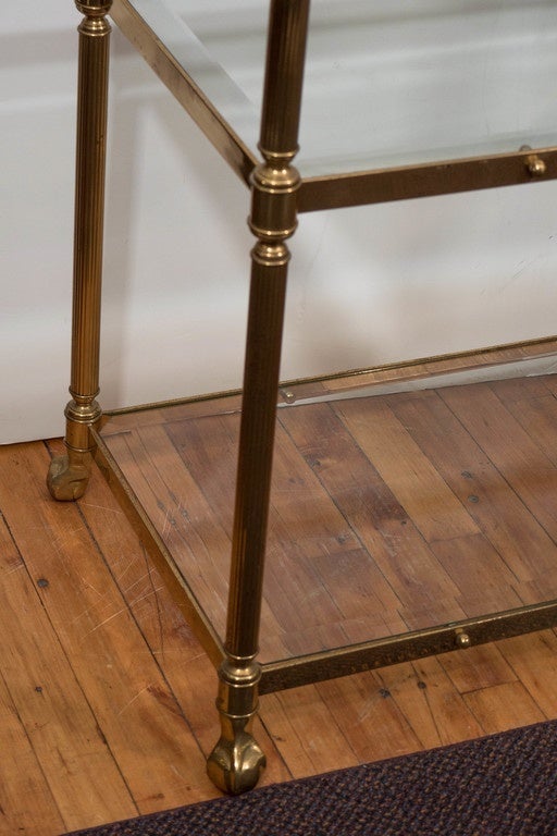 Hollywood Regency Pair of Mid-Century Labarge Brass Étagères with Beveled Glass Shelves