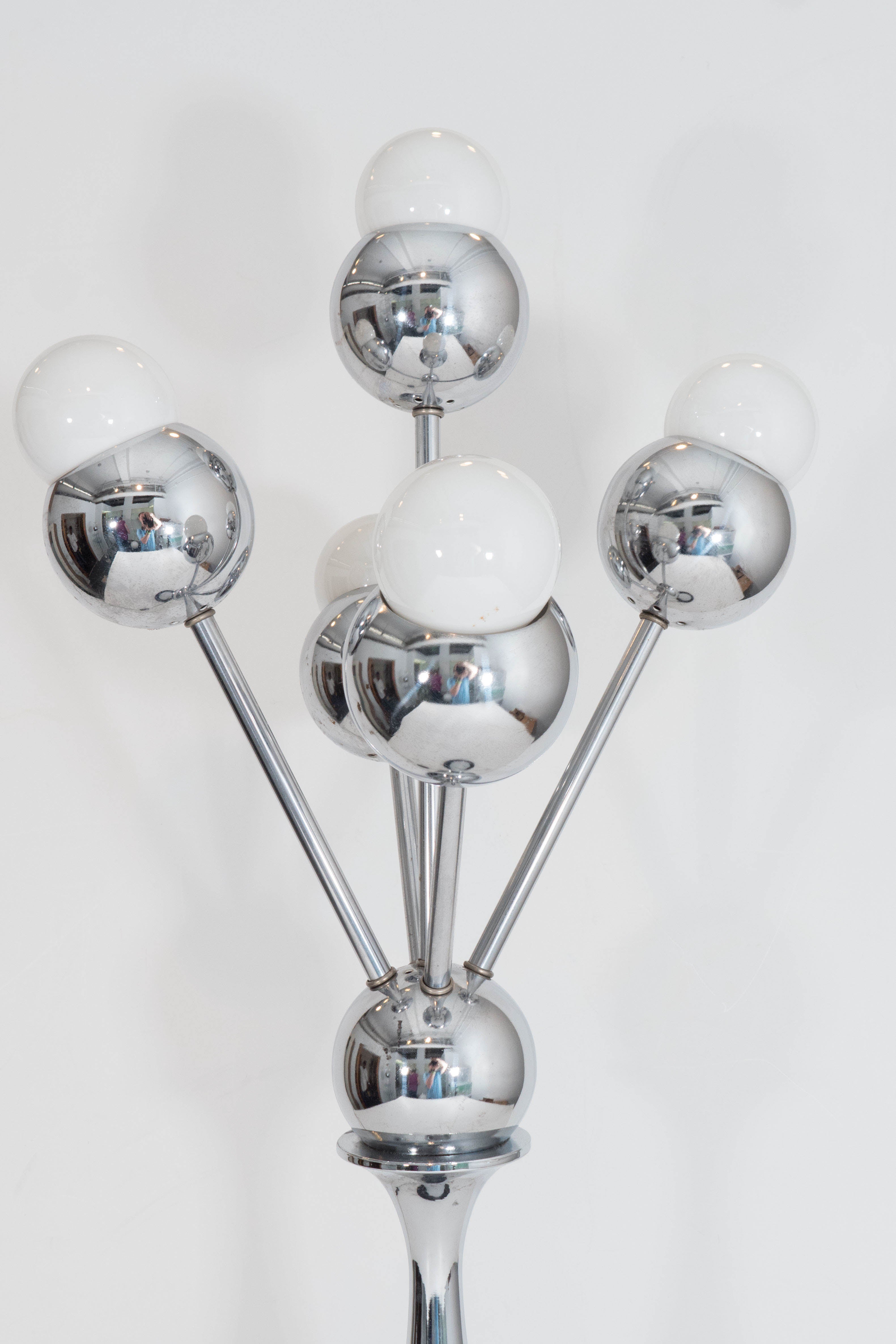 Pair of Space Age 1970s Chrome Table Lamps with Five Radiating Lights 1