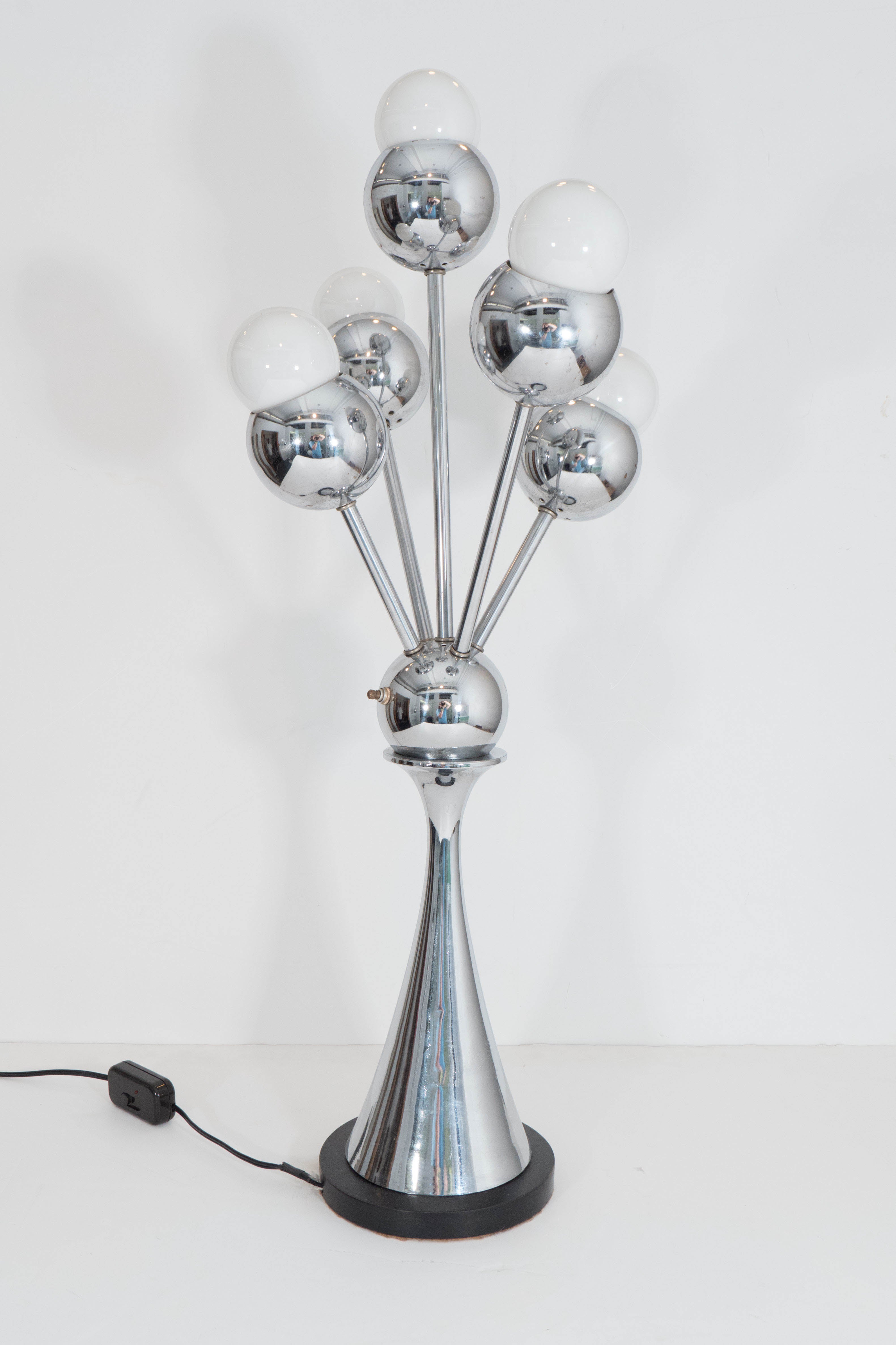 Pair of Space Age 1970s Chrome Table Lamps with Five Radiating Lights 2