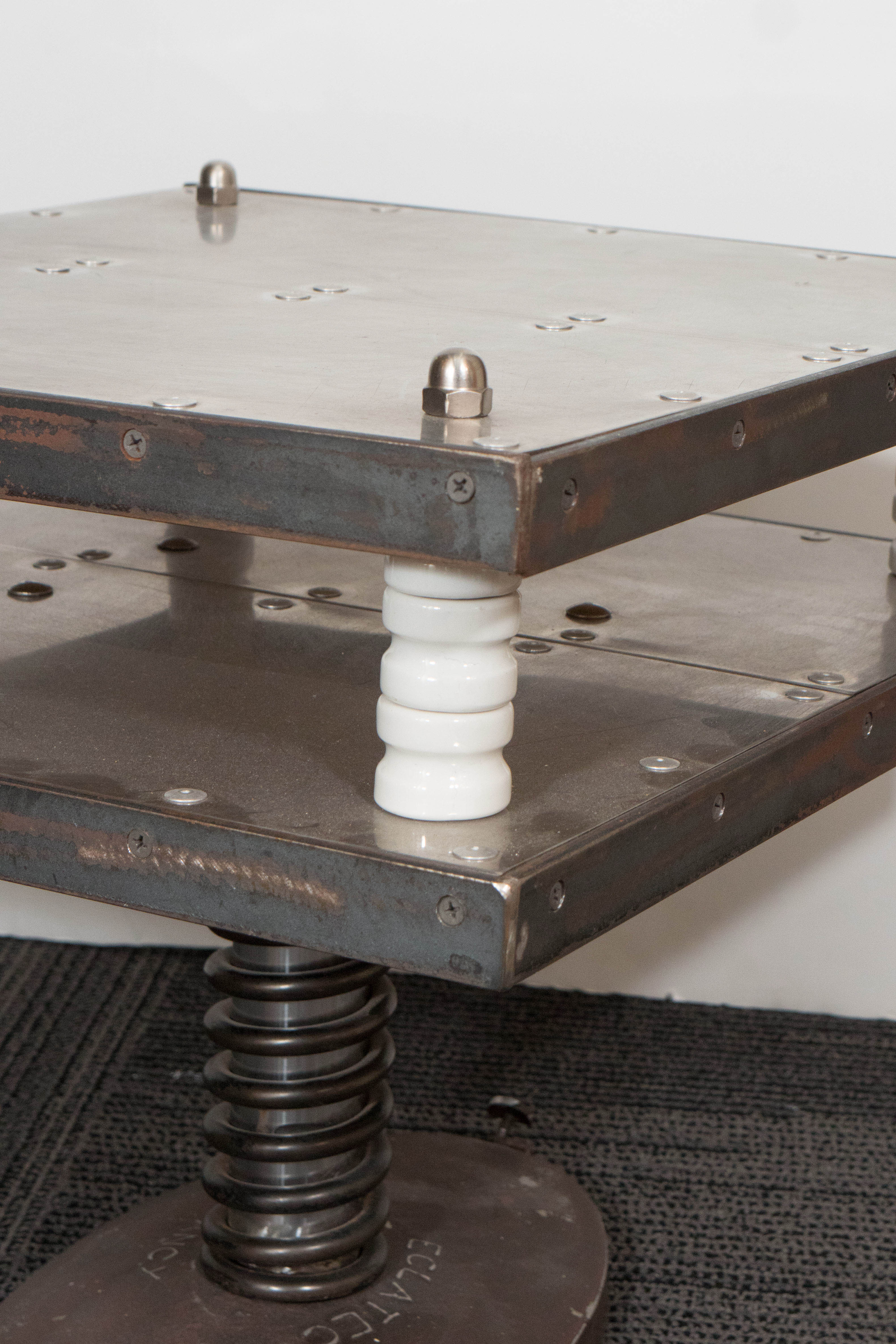 French 1940s Industrial Two-Tier Side Table in Aluminum 2