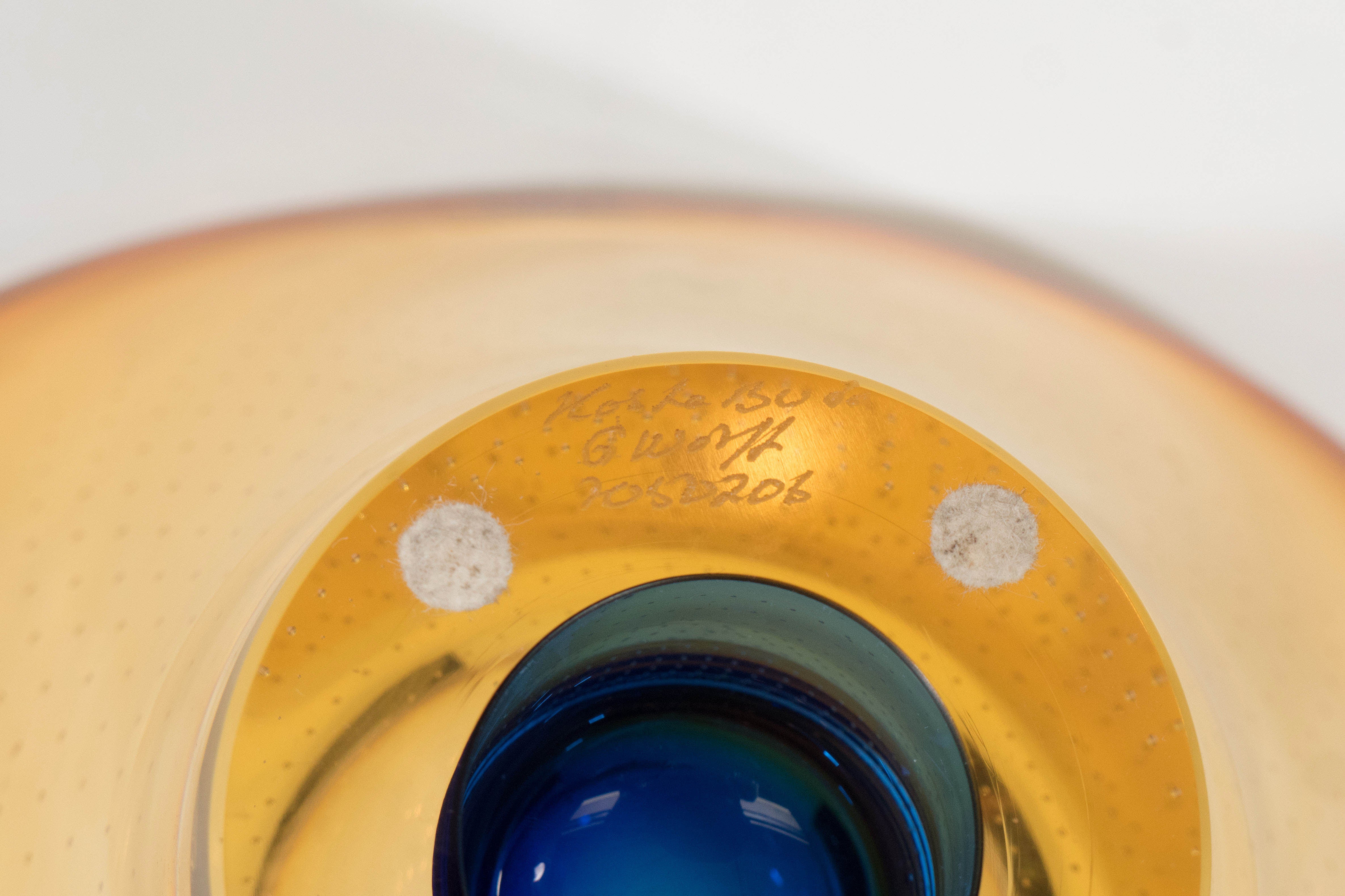 Swedish Amber and Cobalt Vision Glass Bowl by Göran Wärff for Kosta Boda In Good Condition In New York, NY