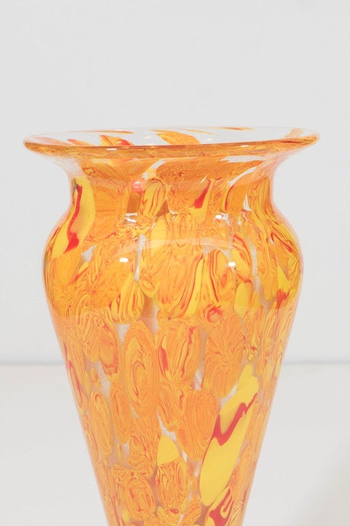 American Modern Speckled HandPainted Art Glass Vase at 1stDibs