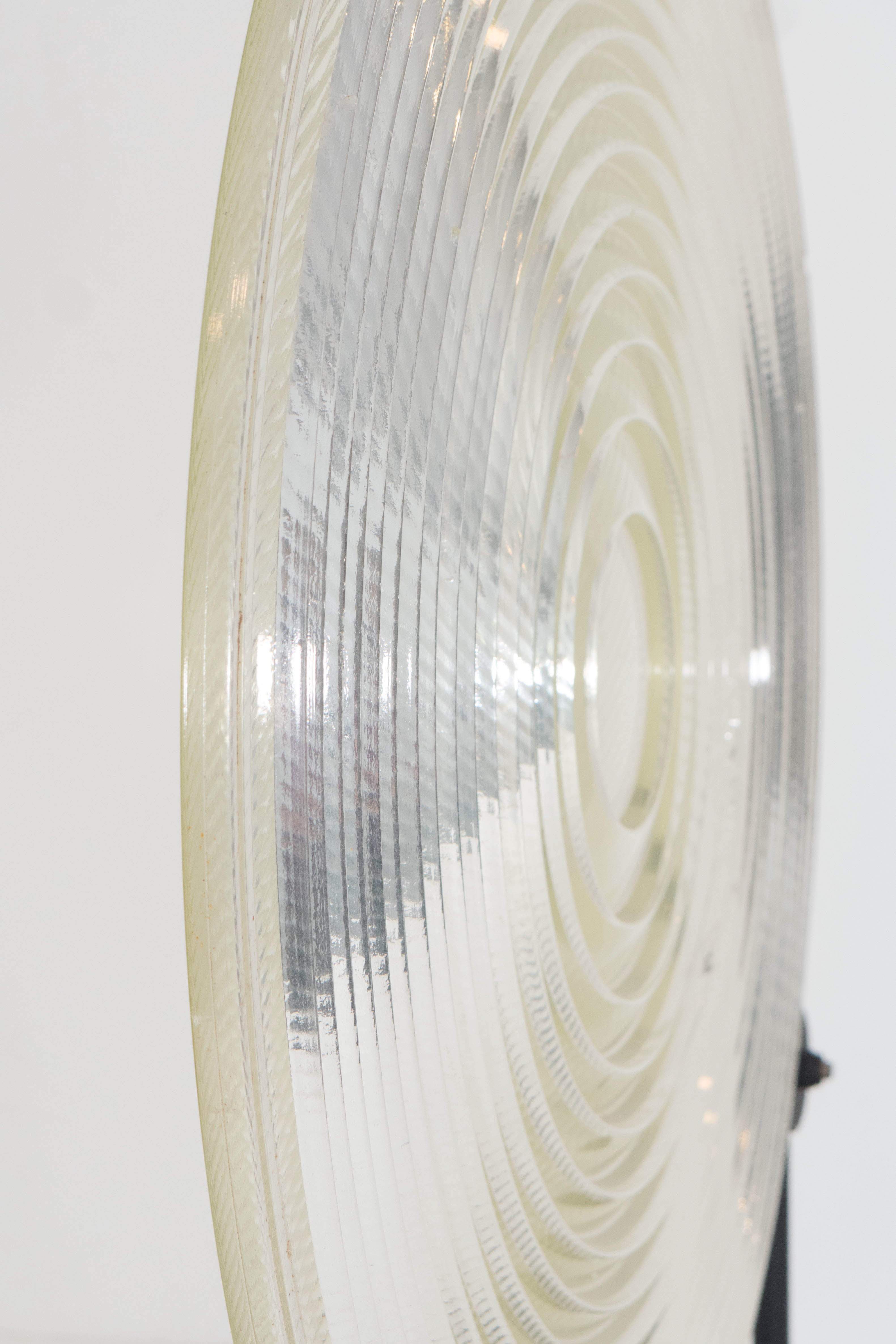 Round Optical Fresnel Lens in Borosilicate Glass on Display Stand 1