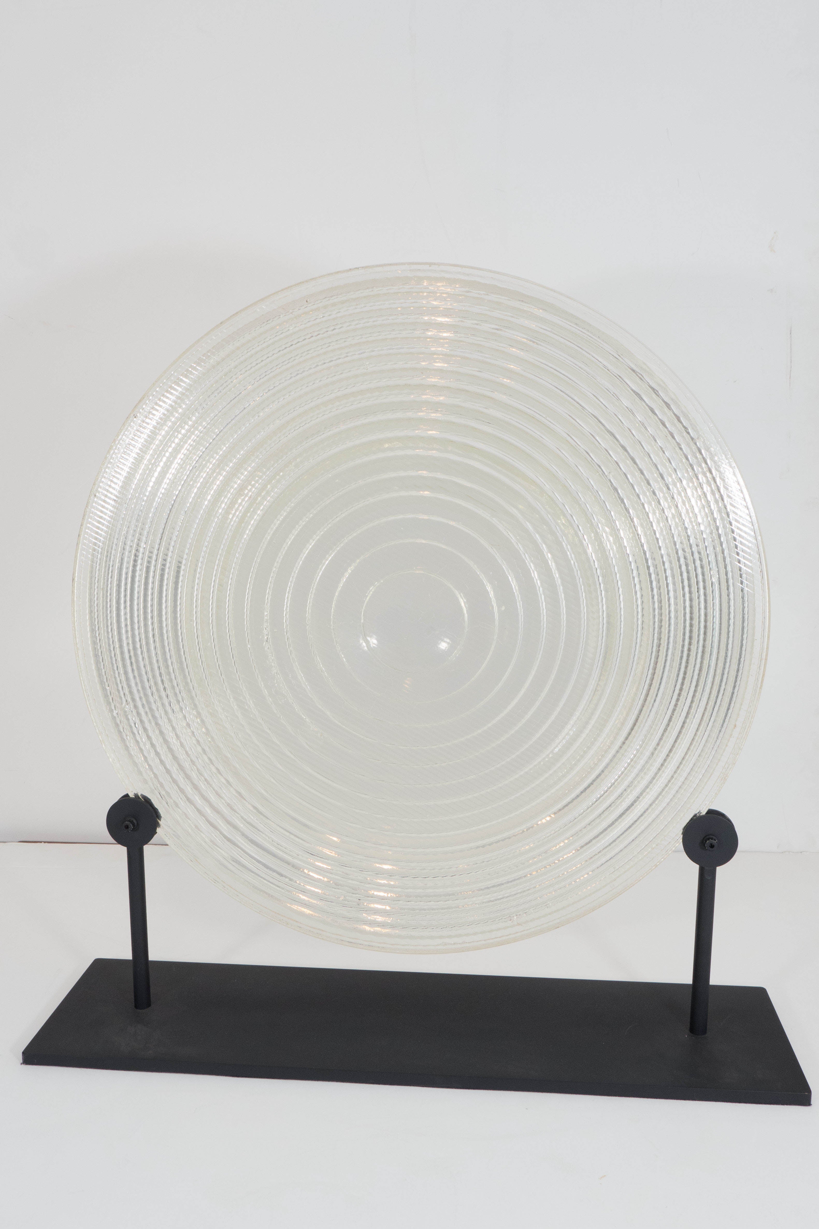 Round Optical Fresnel Lens in Borosilicate Glass on Display Stand 2