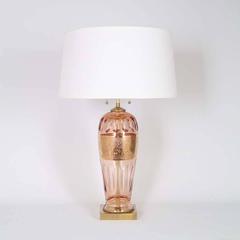 Art Deco Crystal Lamp with Gold Accents by Moser Glassworks
