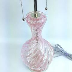 Pink Murano Glass Midcentury Table Lamp with Silver Flakes