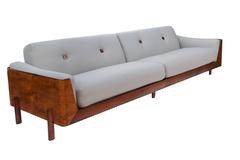 Midcentury Sofa Attributed to Jorge Zalszupin in Jacaranda and Grey Linen