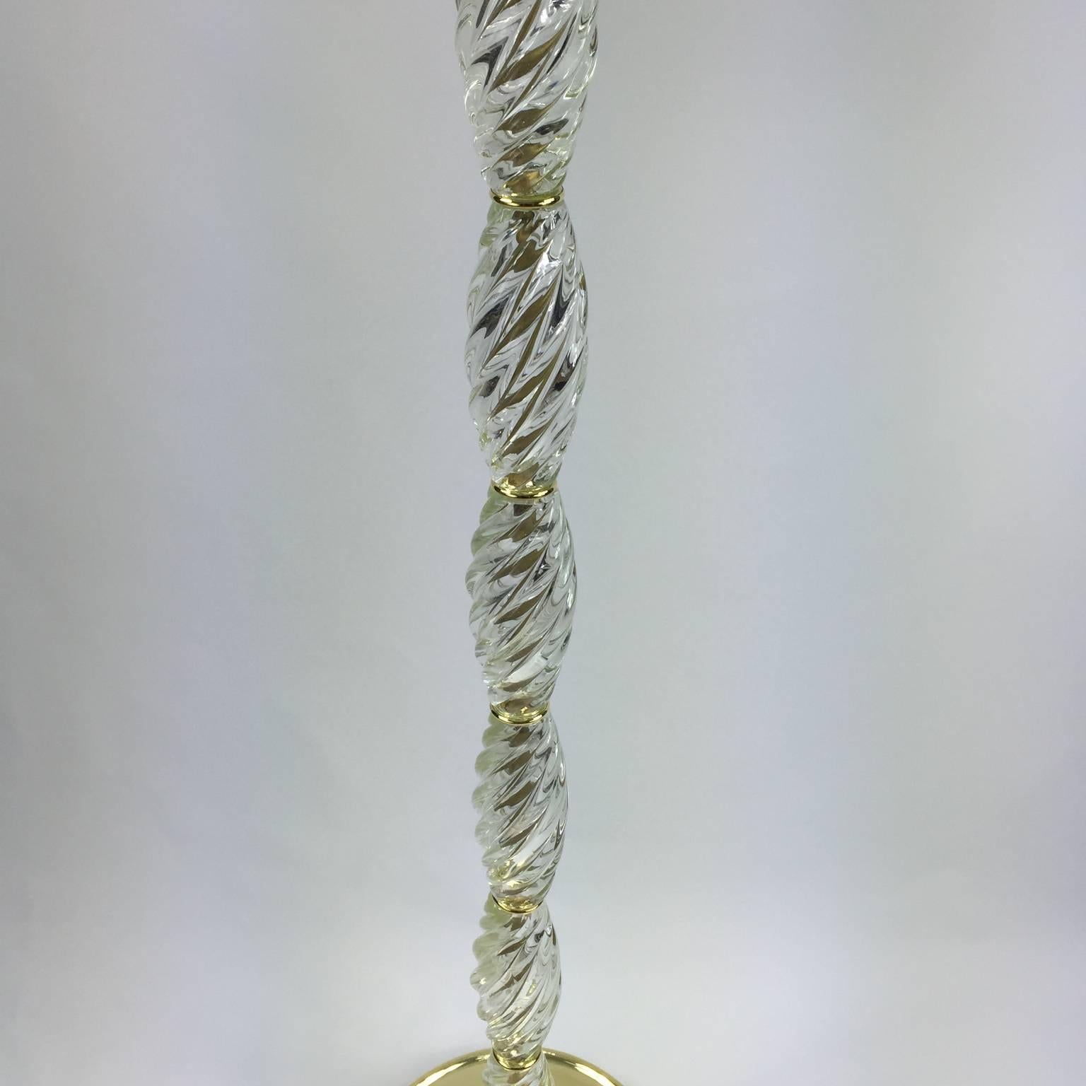 Murano Glass Baluster Floor Lamp with Brass Details in the Style of Venini 3