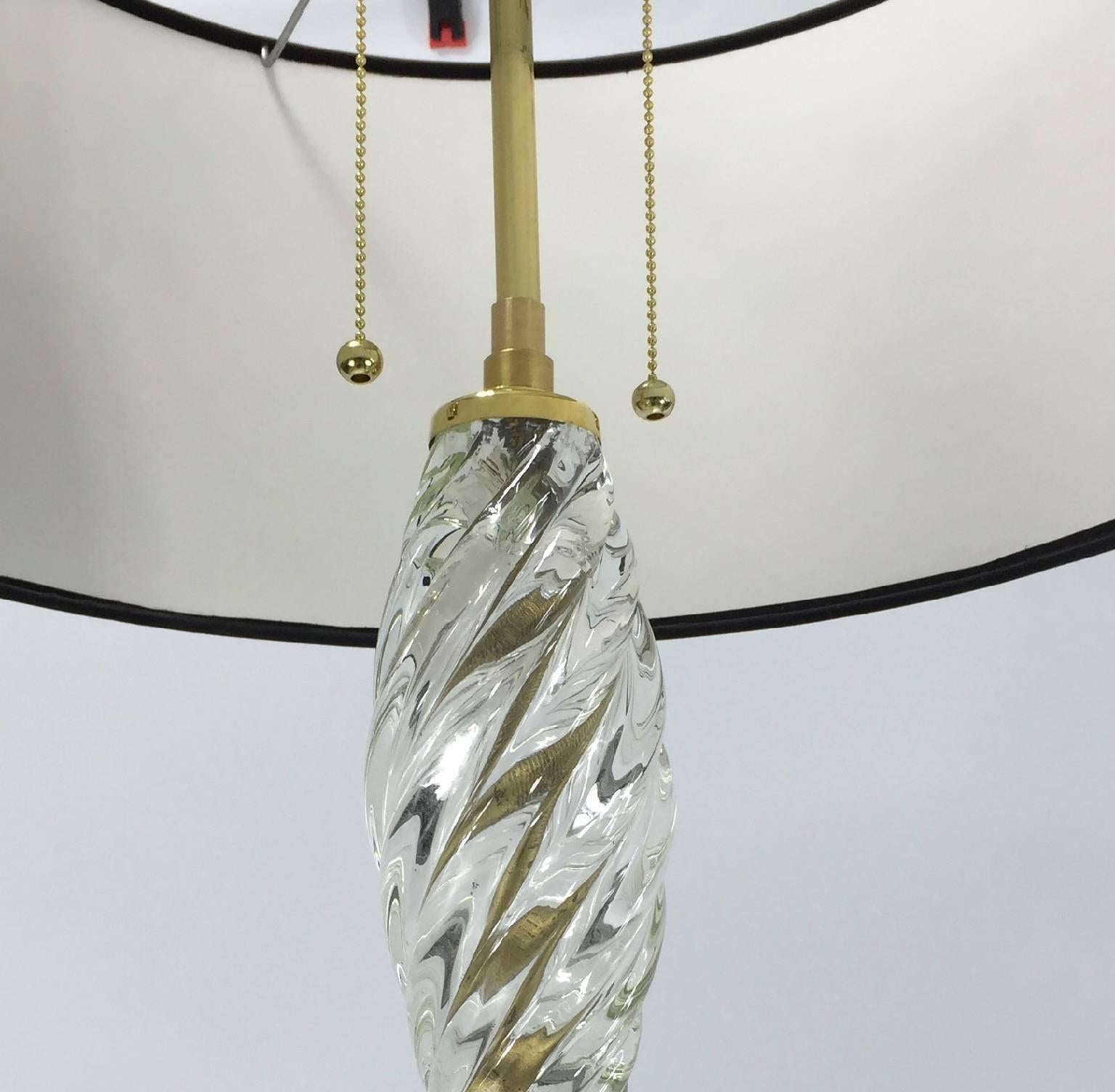 Italian Murano Glass Baluster Floor Lamp with Brass Details in the Style of Venini