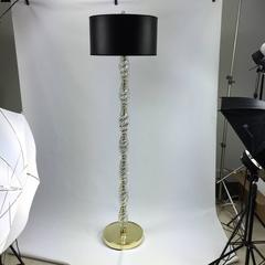 Murano Glass Baluster Floor Lamp with Brass Details in the Style of Venini