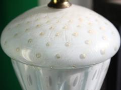 Pair of Barovier & Toso Midcentury Murano Glass Lamps with Infused Gold Bubbles