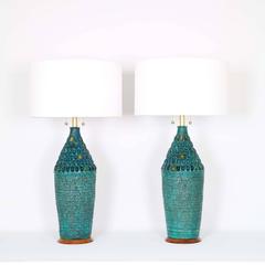 Midcentury Pair of Brutalist Style Ceramic Lamps by Quartite Creative Corp.