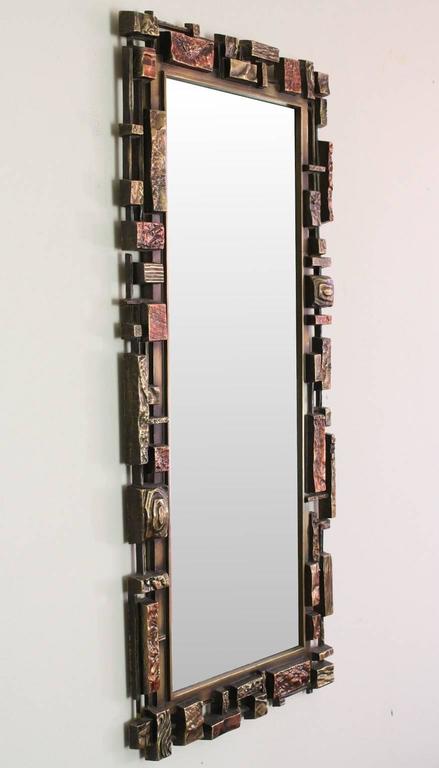 Cast Brutalist Style Wall Mirror