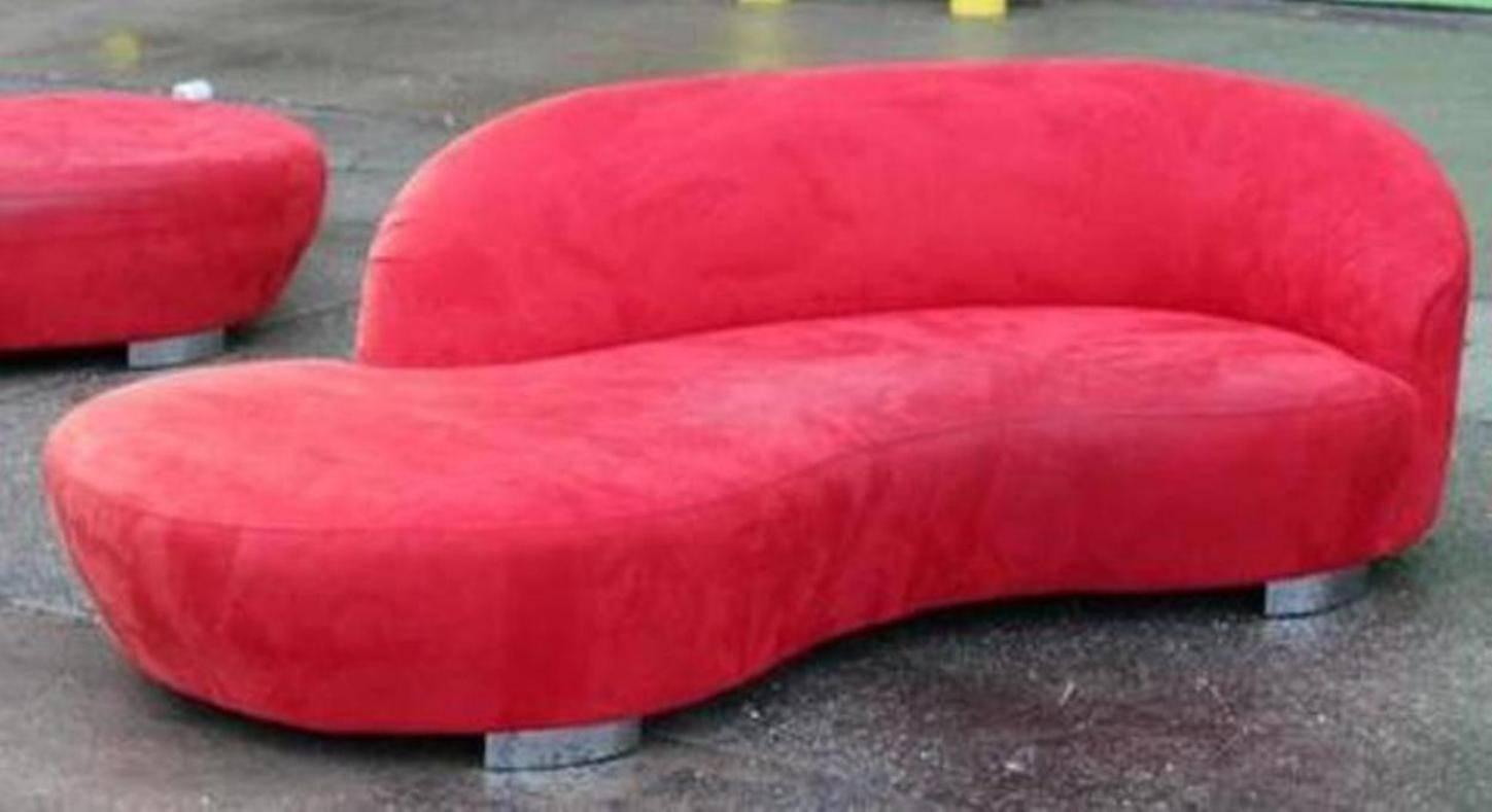 Modern Vladimir Kagan Red Ultrasuede 'Cloud' Sofa