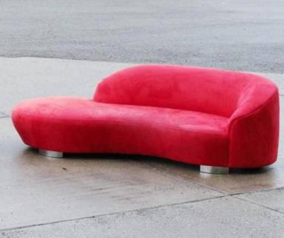 American Vladimir Kagan Red Ultrasuede 'Cloud' Sofa