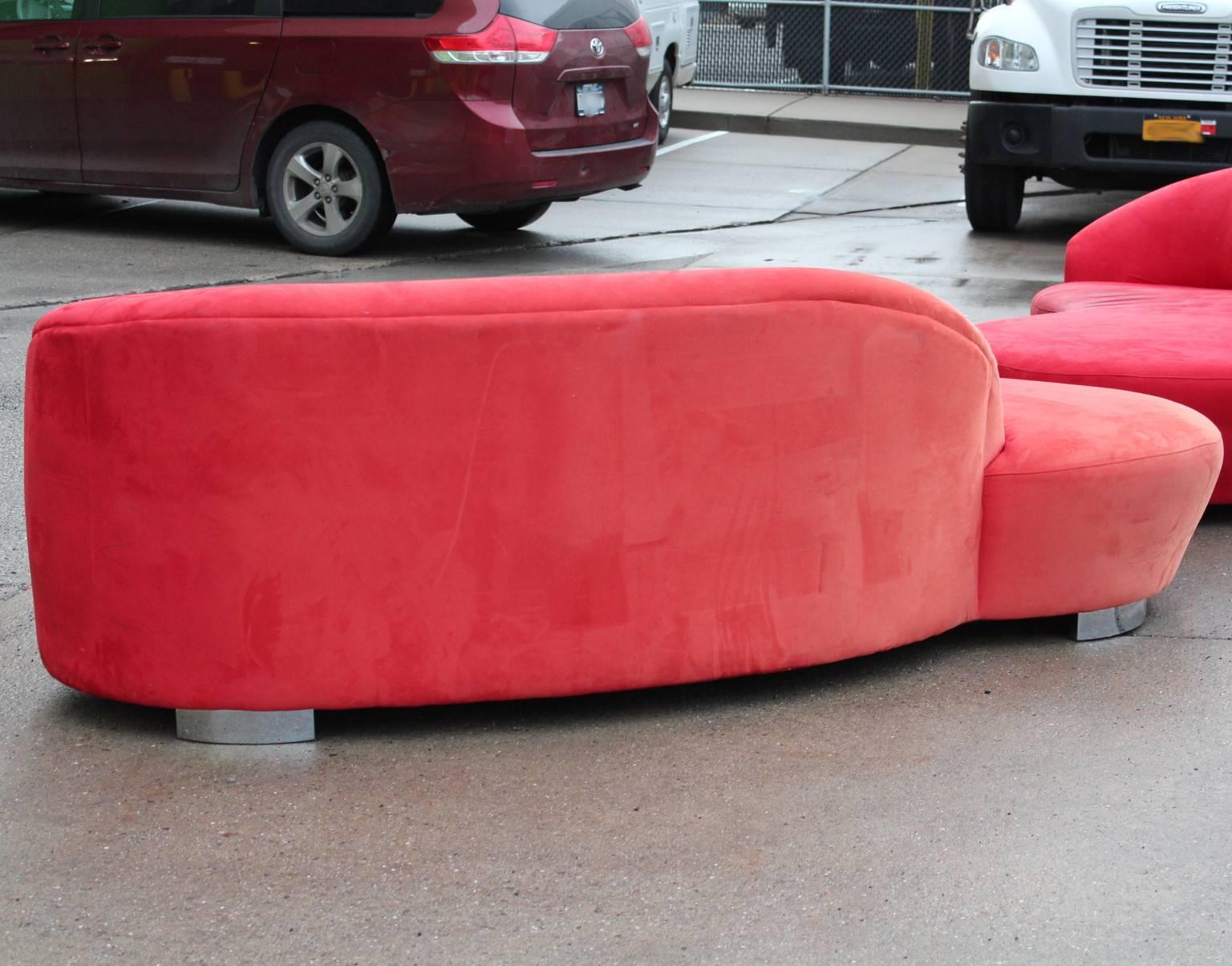 Late 20th Century Vladimir Kagan Red Ultrasuede 'Cloud' Sofa