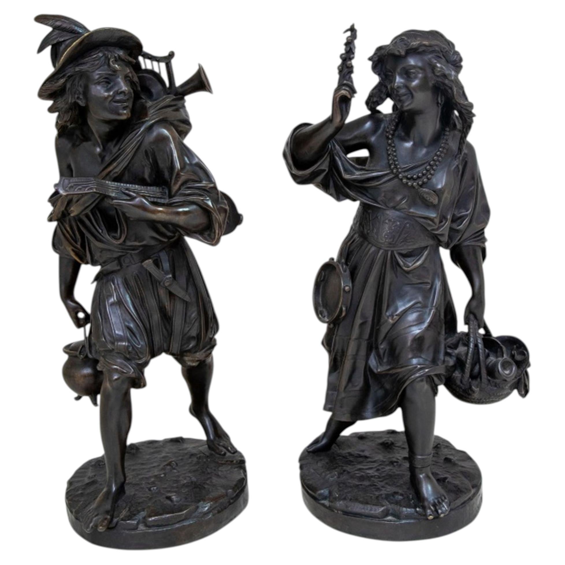 Auguste Carrier "Músicos" Bronce patinado, Pareja